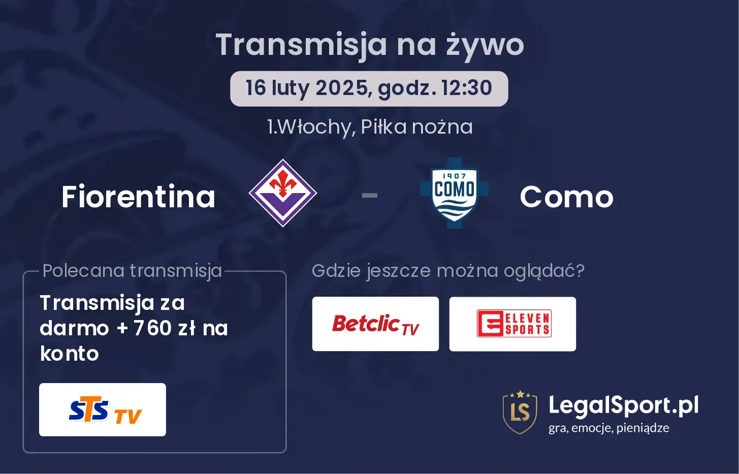 Fiorentina - Como transmisja na żywo