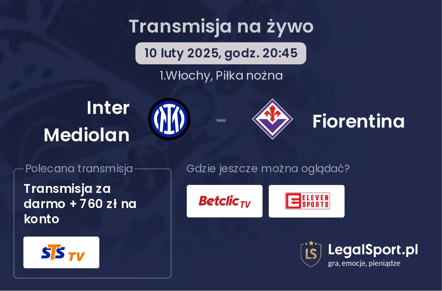 Fiorentina - Inter Mediolan transmisja na żywo