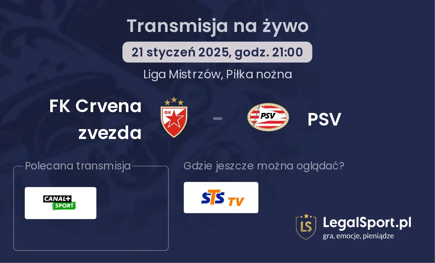 FK Crvena zvezda - PSV transmisja na żywo