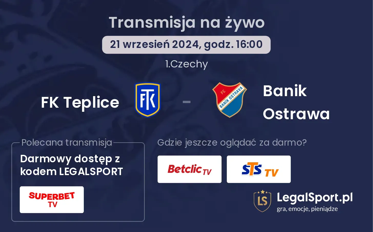 FK Teplice - Banik Ostrawa transmisja na żywo