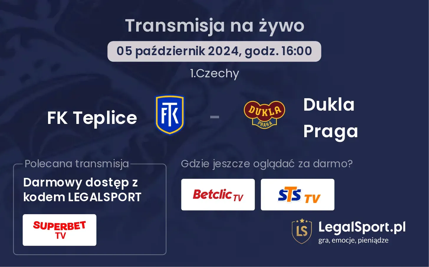 FK Teplice - Dukla Praga transmisja na żywo