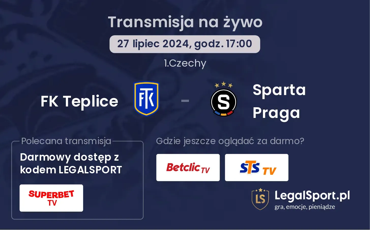 FK Teplice - Sparta Praga transmisja na żywo