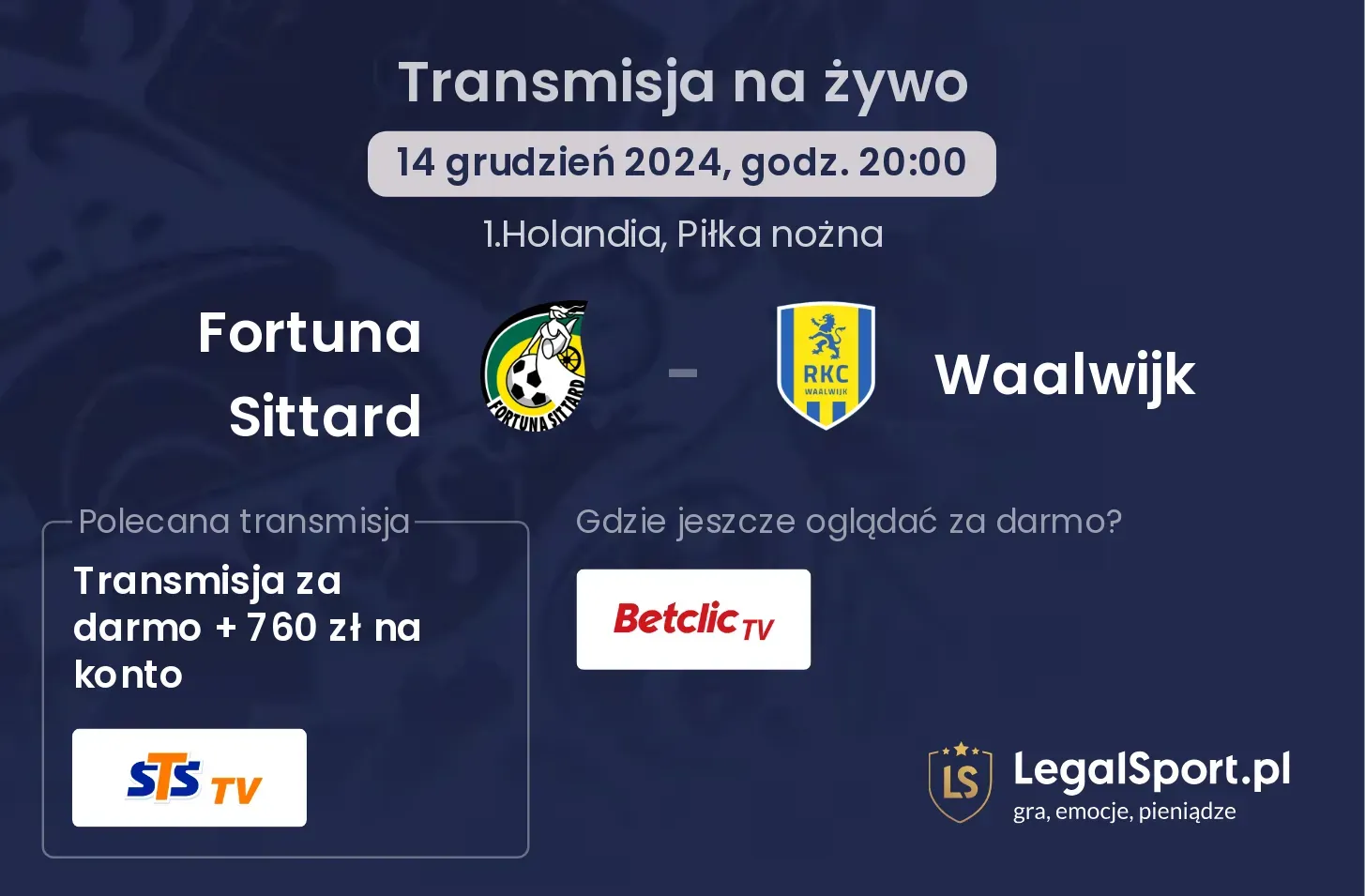 Fortuna Sittard - Waalwijk transmisja na żywo