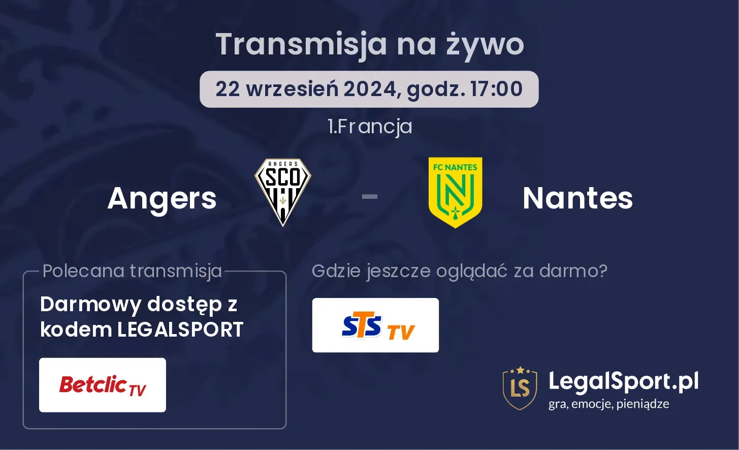 Angers - Nantes transmisja na żywo