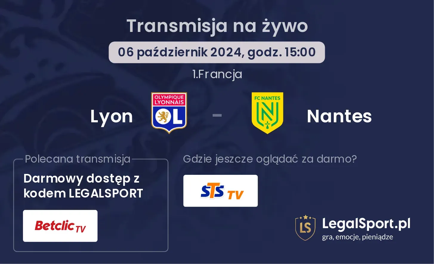 Lyon - Nantes transmisja na żywo