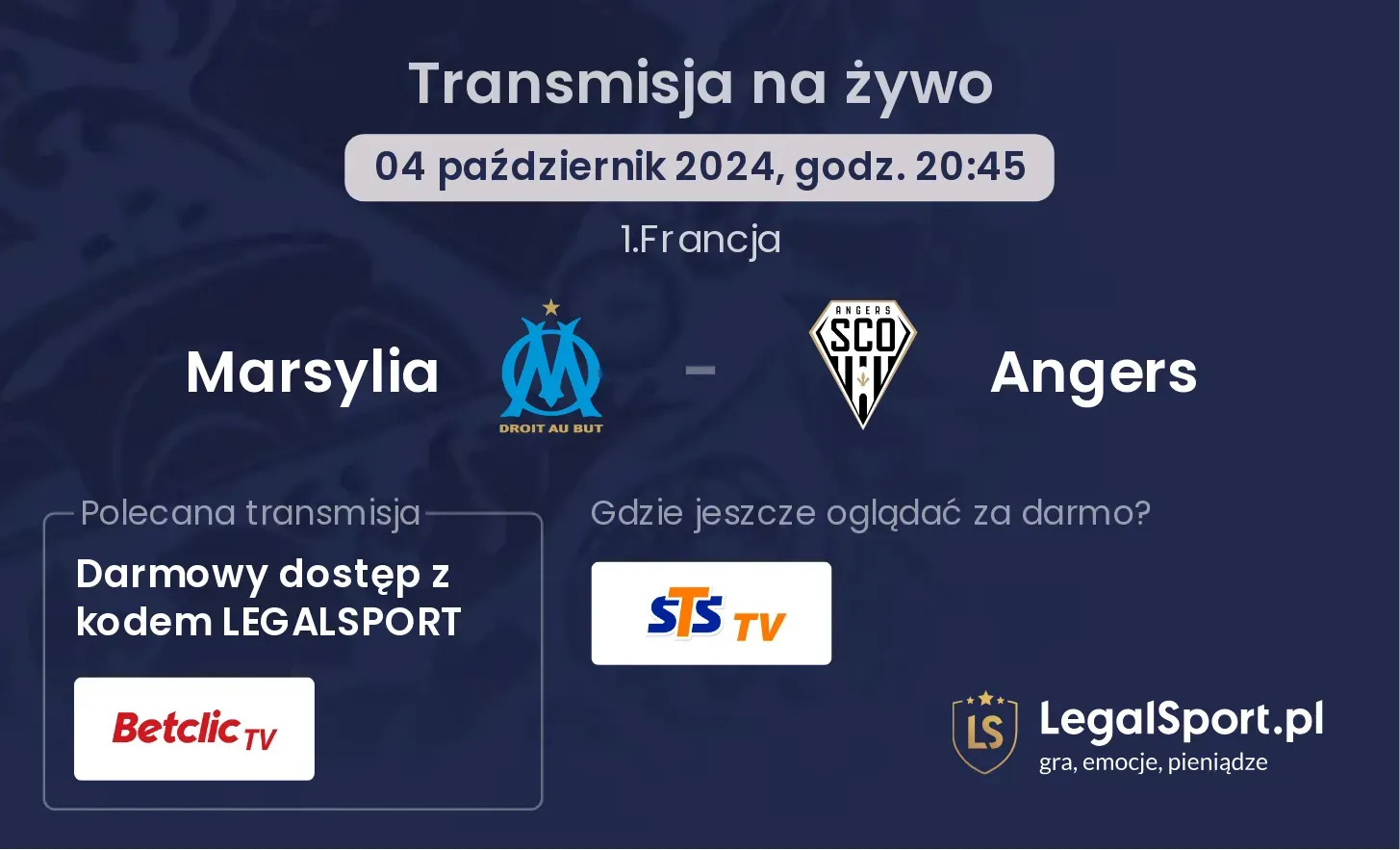 Marsylia - Angers transmisja na żywo