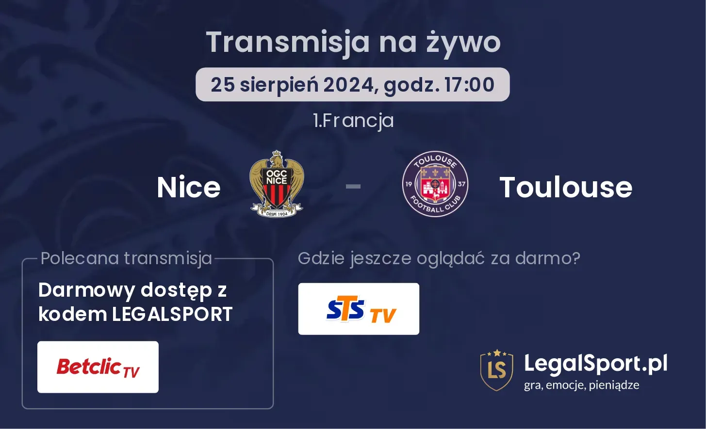 Nice - Toulouse transmisja na żywo