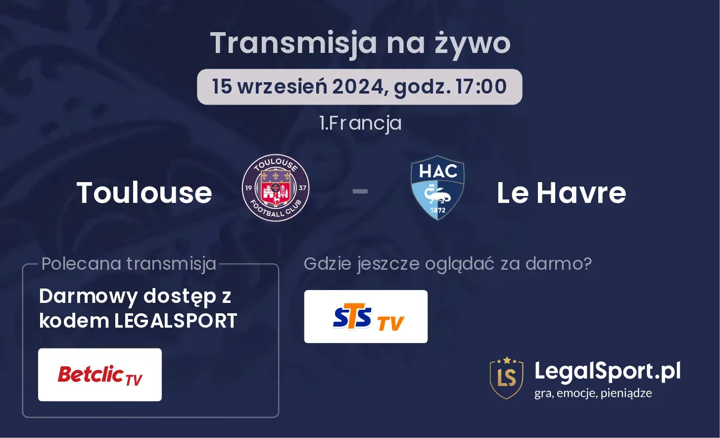 Toulouse - Le Havre transmisja na żywo