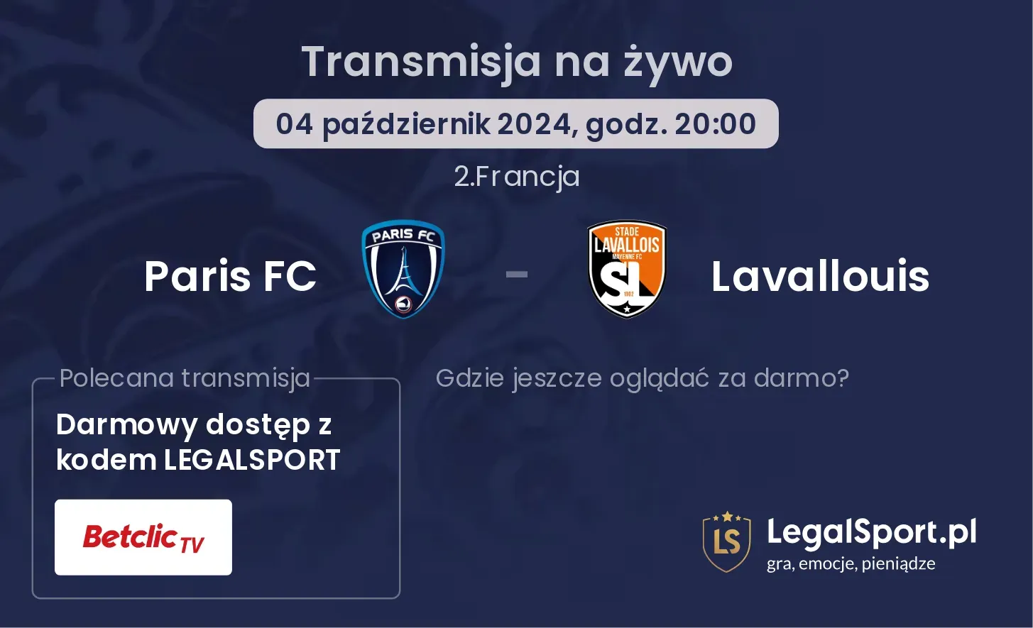 Paris FC - Lavallouis transmisja na żywo