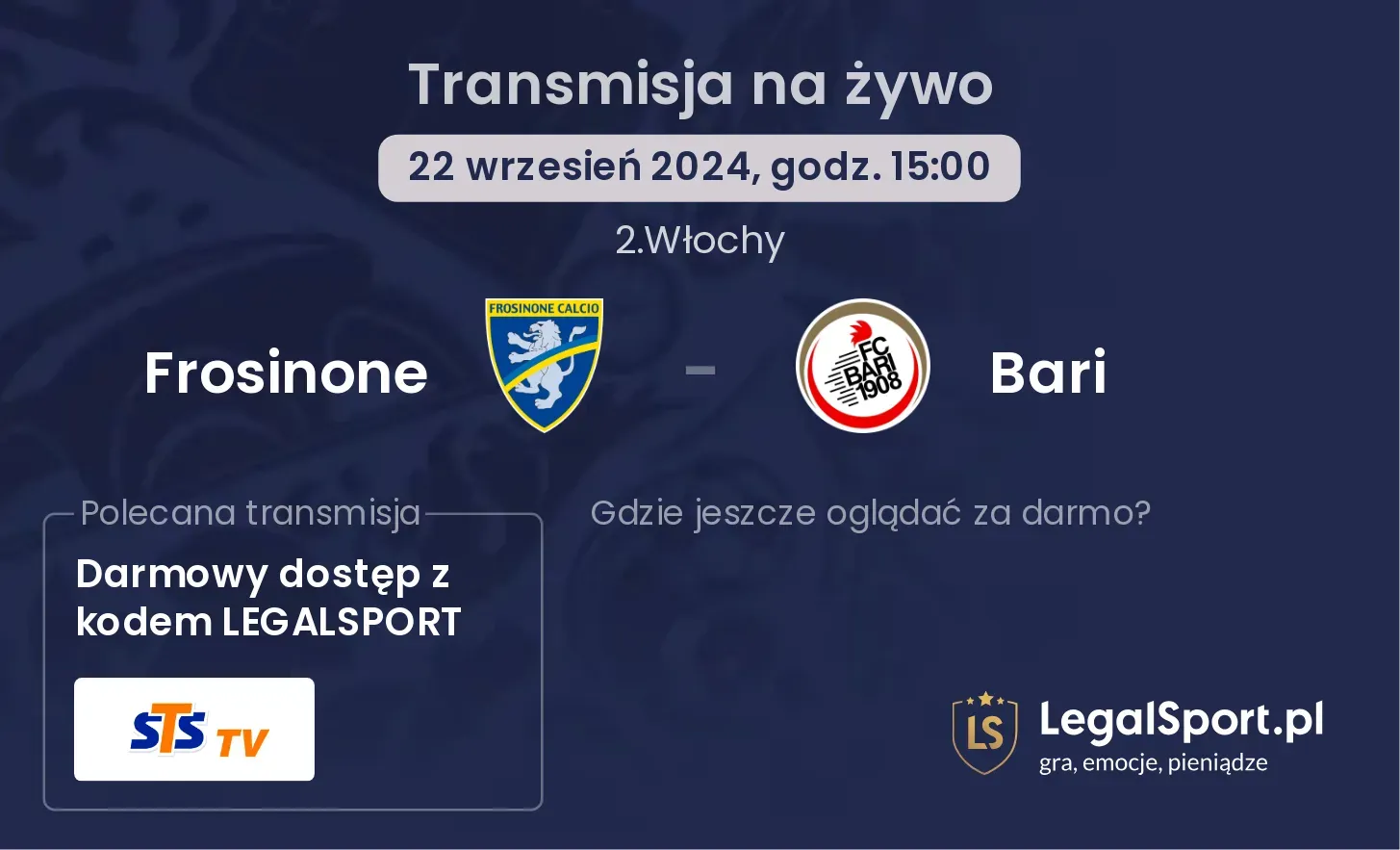 Frosinone - Bari transmisja na żywo