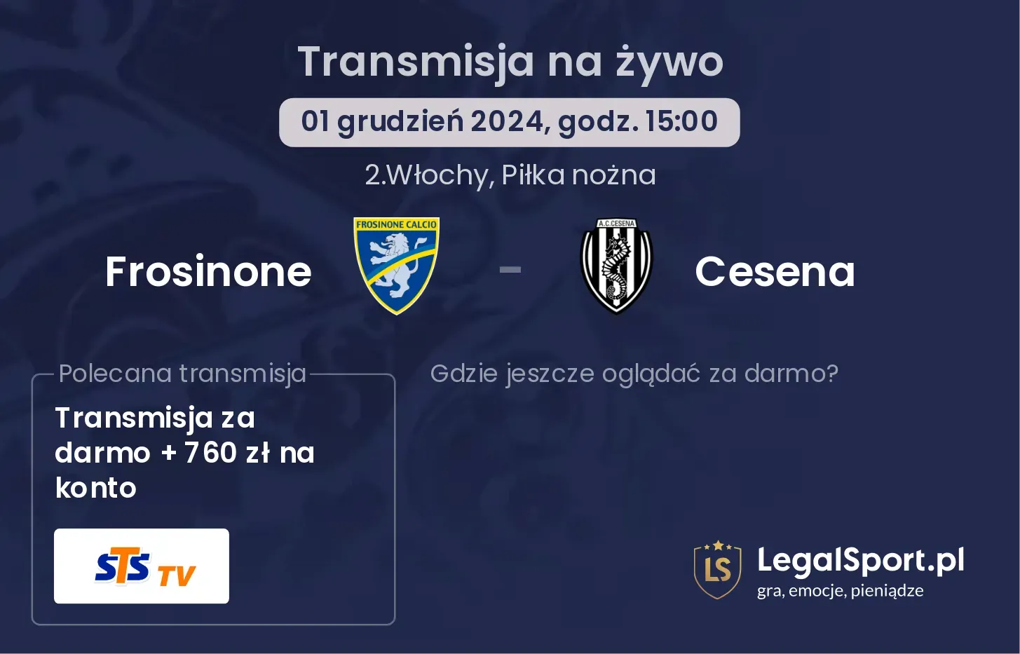 Frosinone - Cesena transmisja na żywo