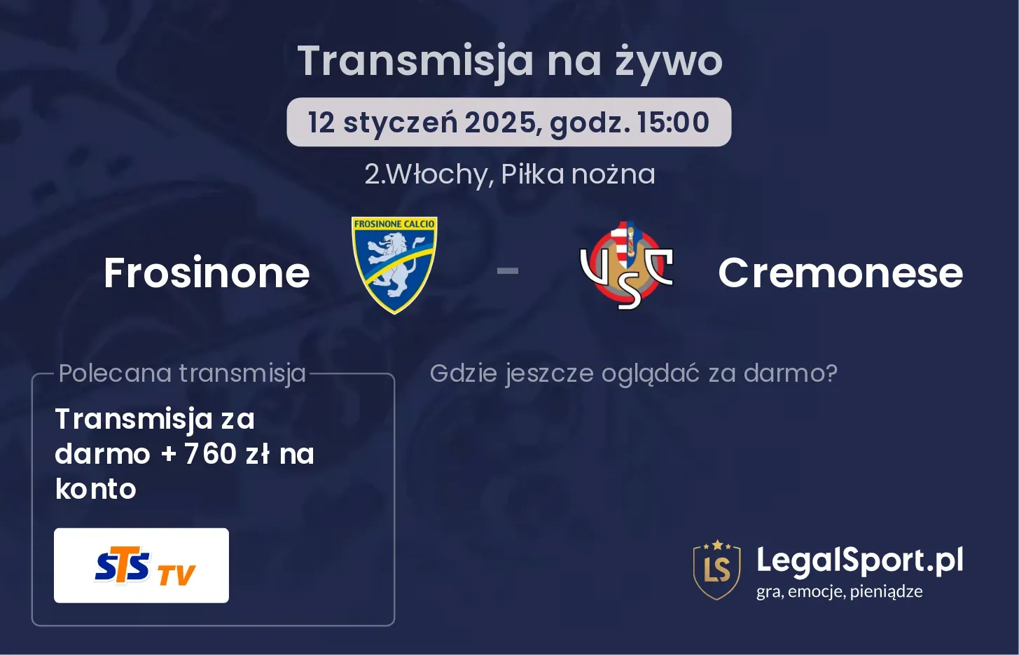 Frosinone - Cremonese transmisja na żywo