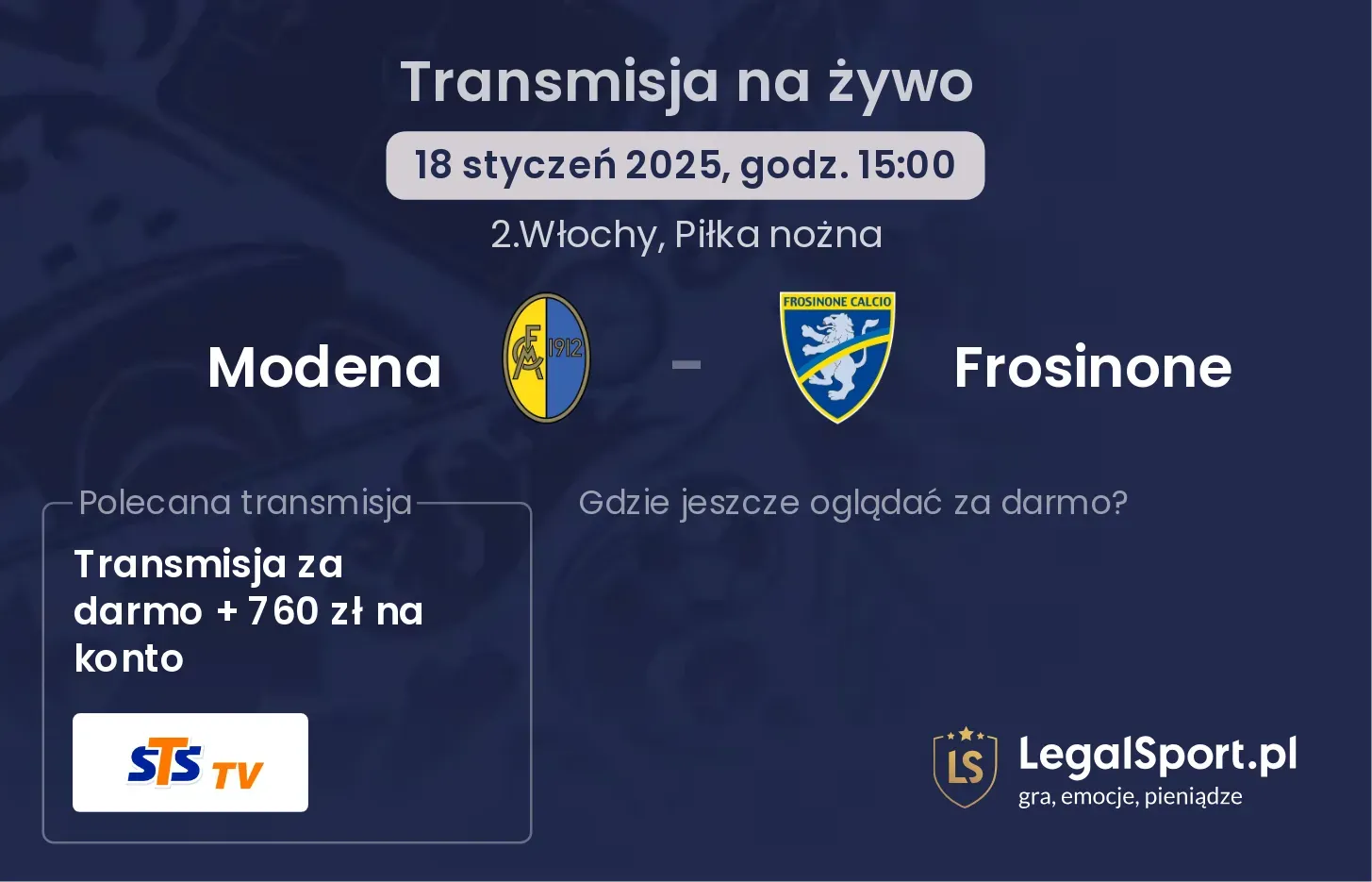 Modena - Frosinone gdzie oglądać transmisję?