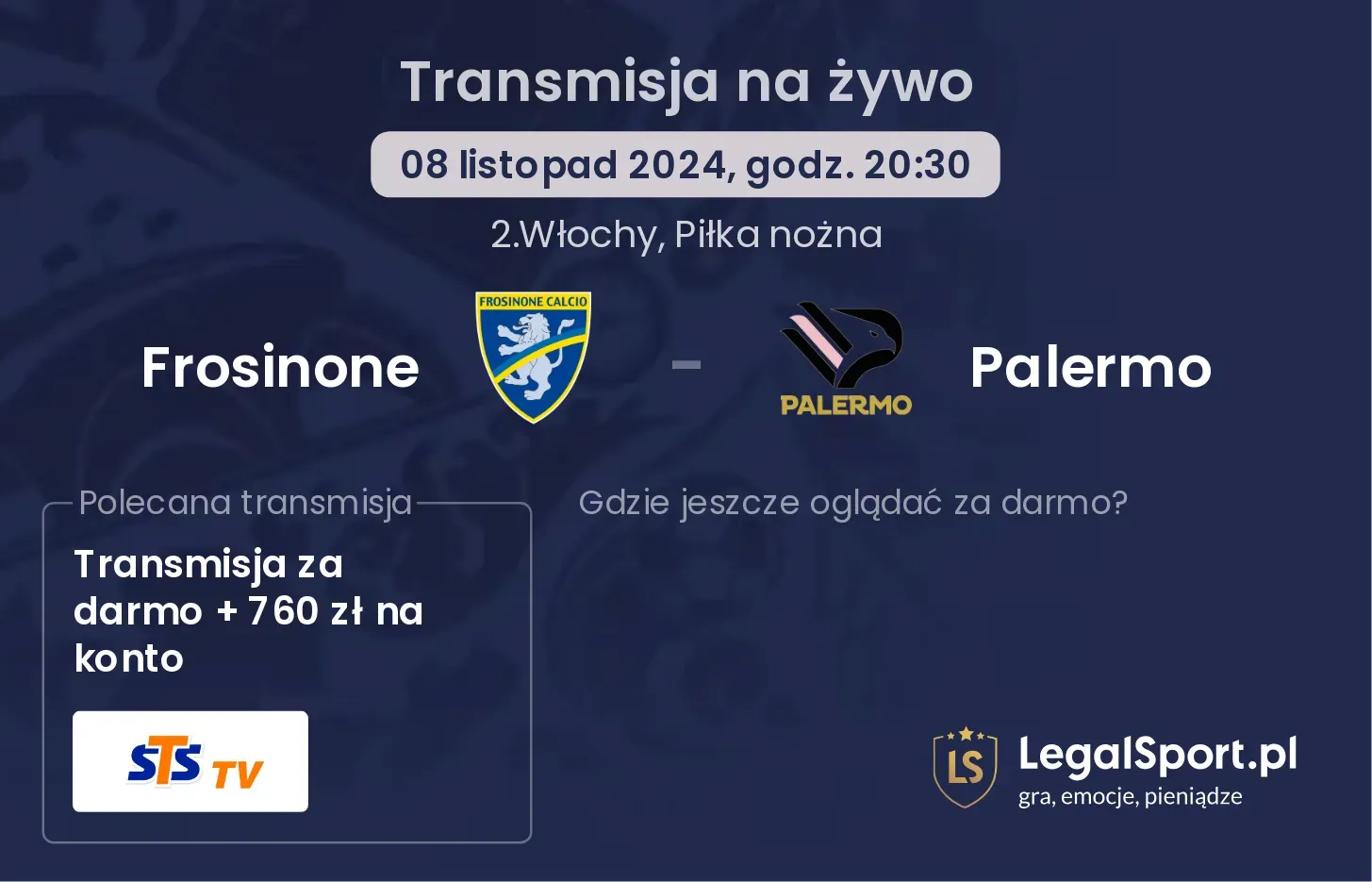 Frosinone - Palermo gdzie oglądać? 08.11, godz. 20:30