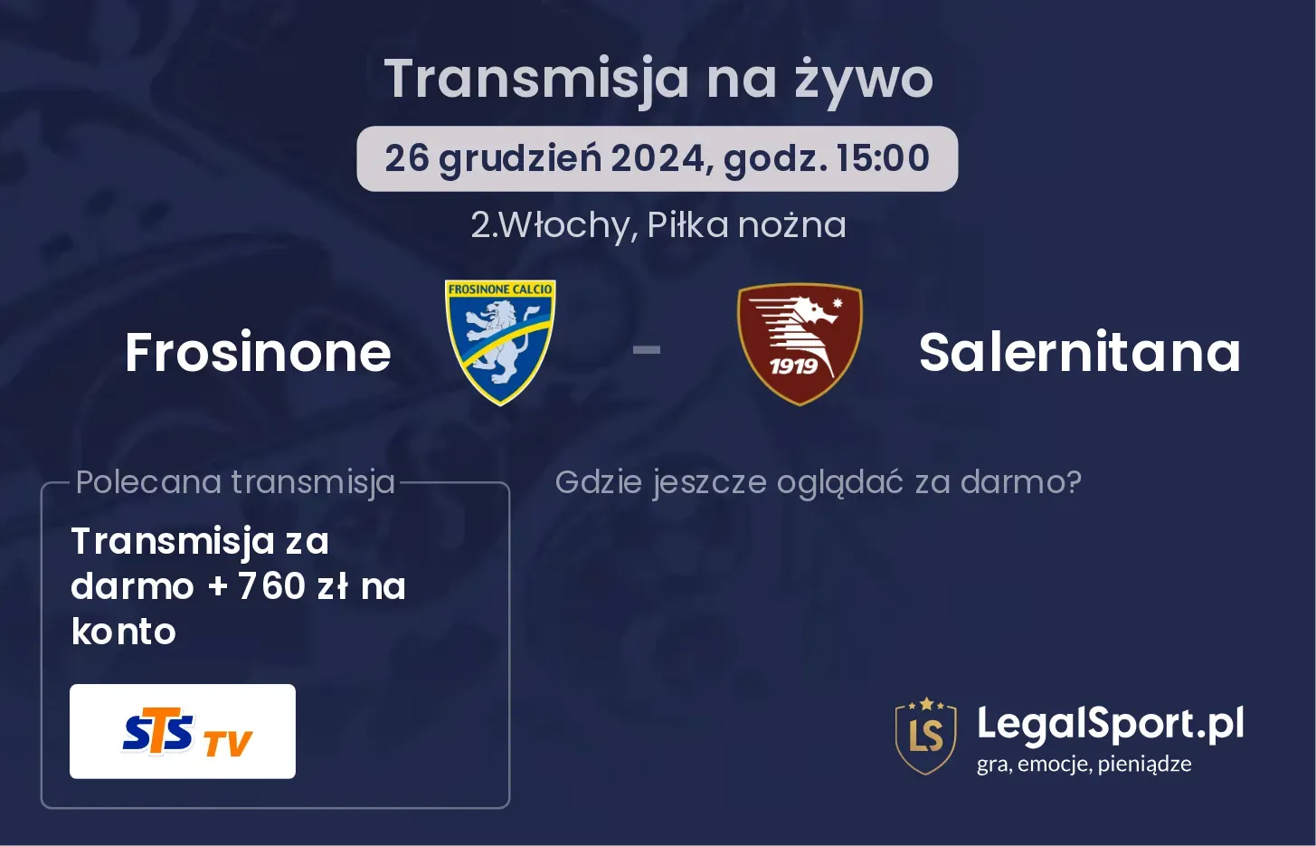 Frosinone - Salernitana transmisja na żywo