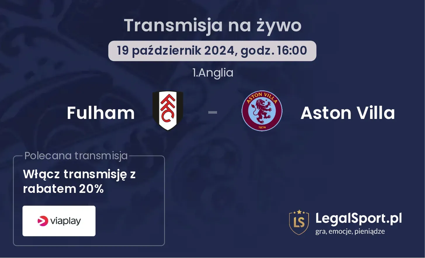 Fulham - Aston Villa transmisja na żywo