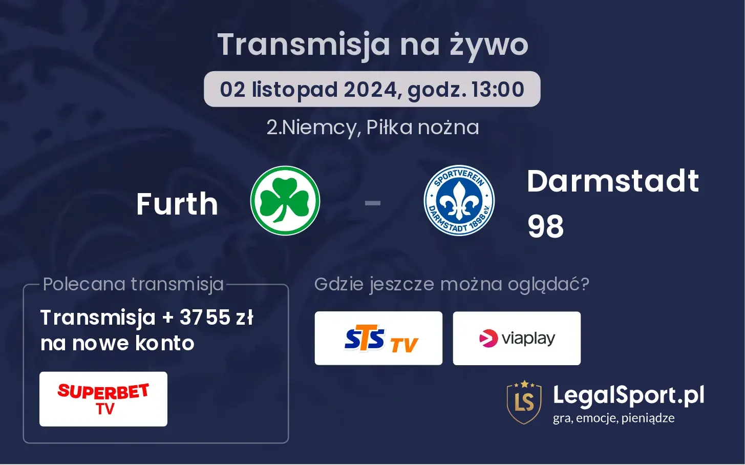 Furth - Darmstadt 98 transmisja na żywo