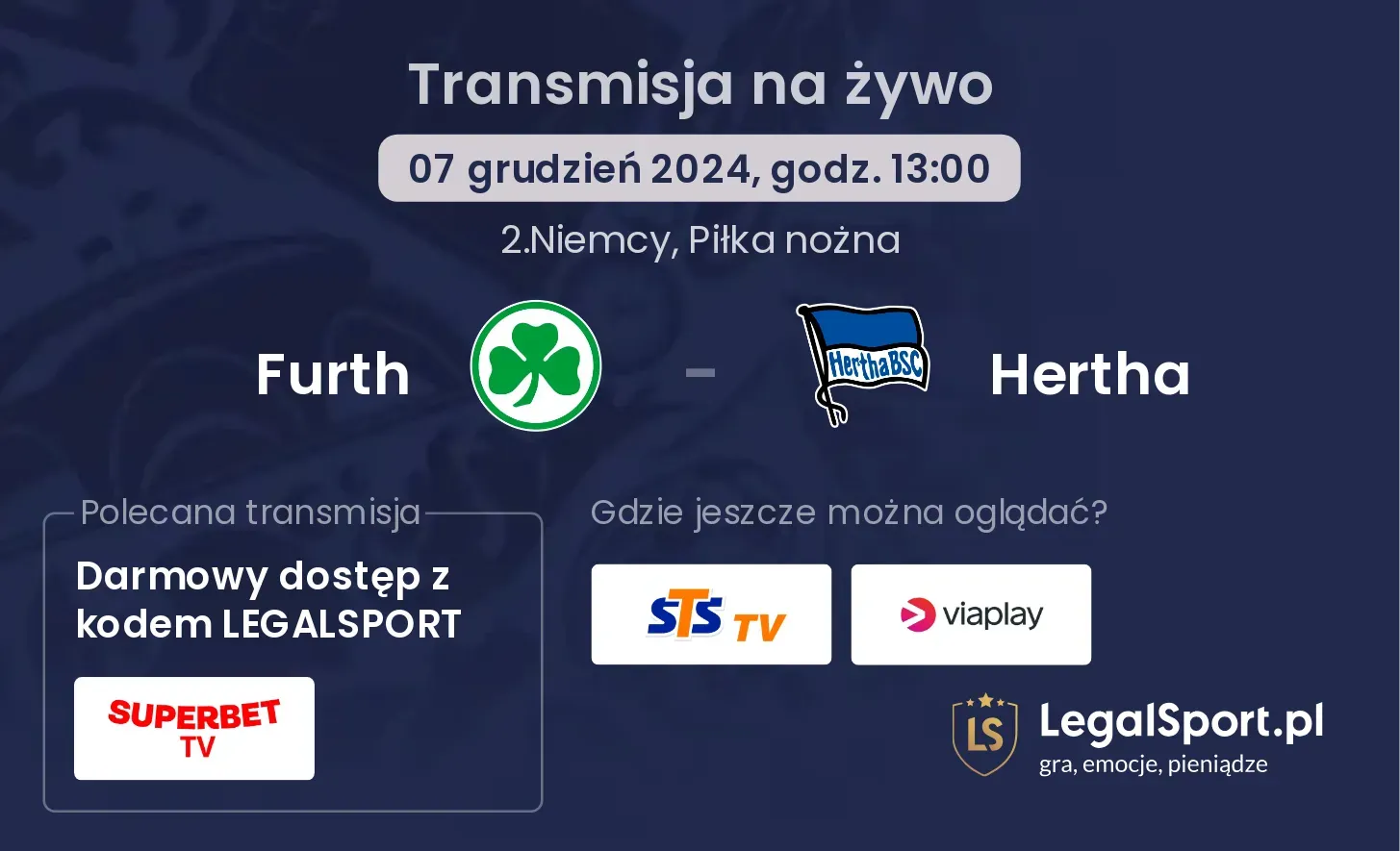 Furth - Hertha transmisja na żywo