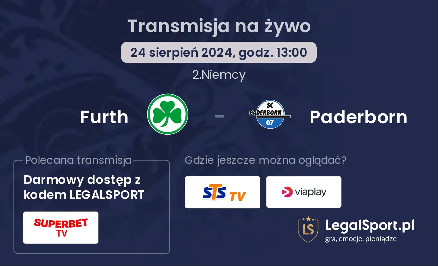 Furth - Paderborn transmisja na żywo