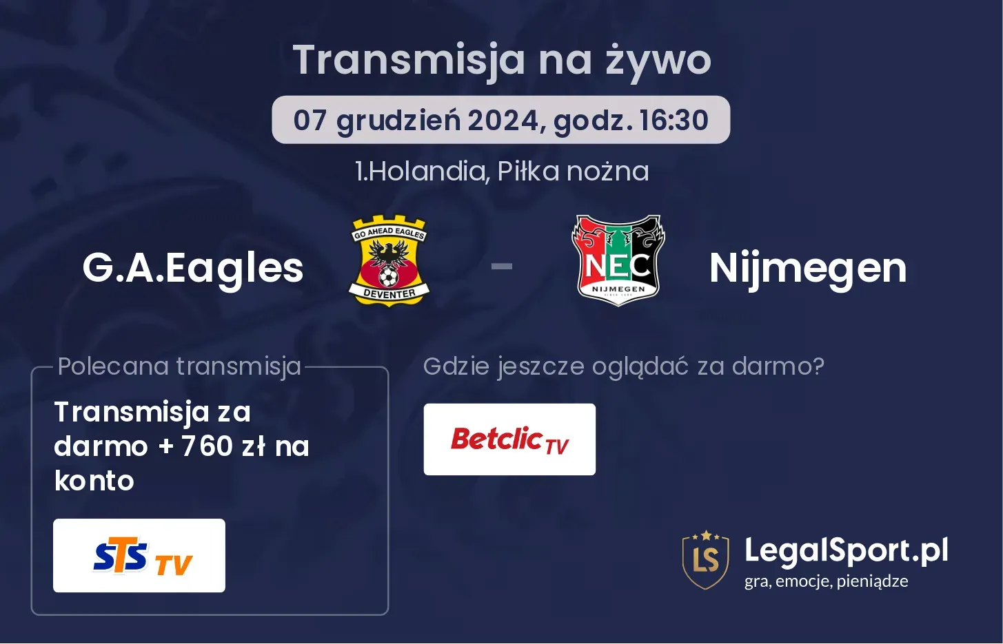 G.A.Eagles - Nijmegen transmisja na żywo