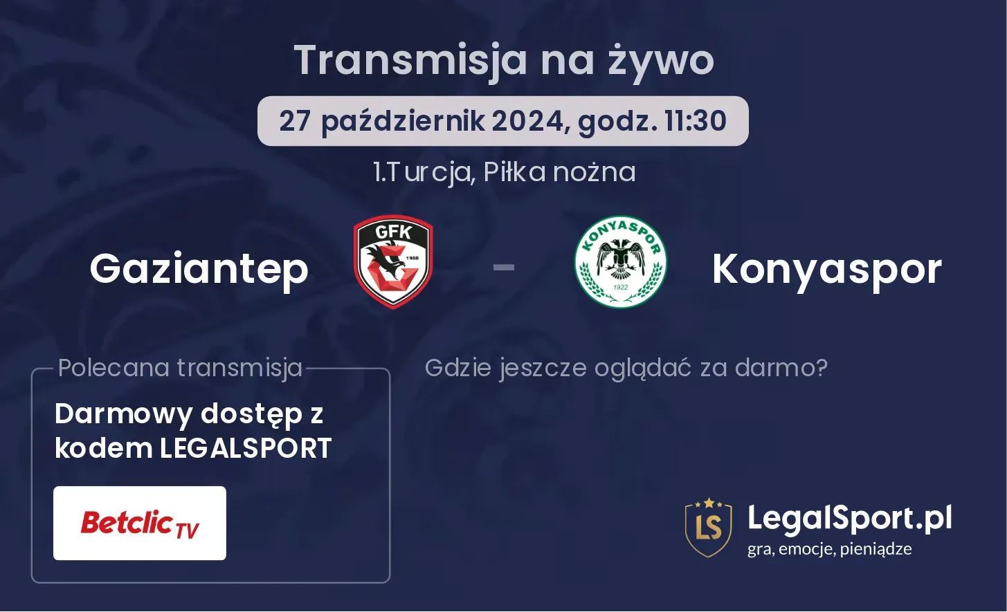 Gaziantep - Konyaspor transmisja na żywo