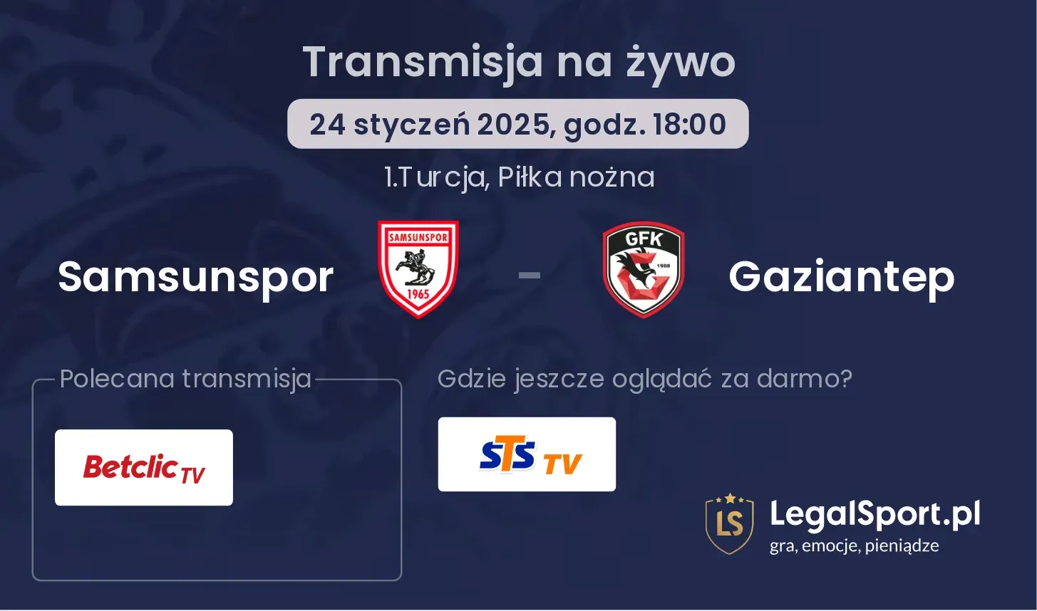 Samsunspor - Gaziantep gdzie oglądać?