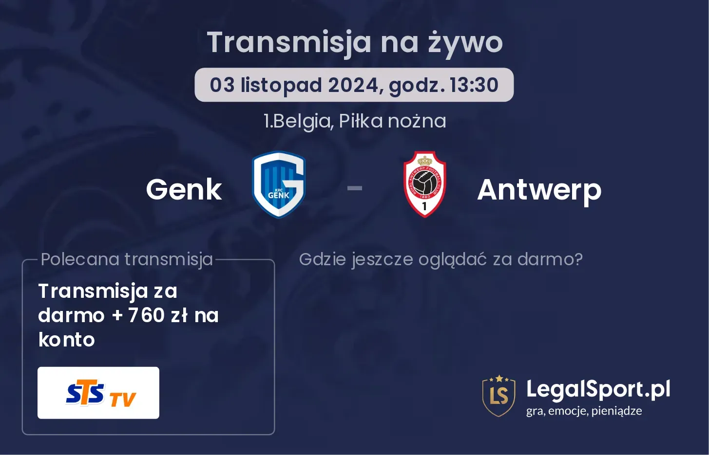 Genk - Antwerp transmisja na żywo