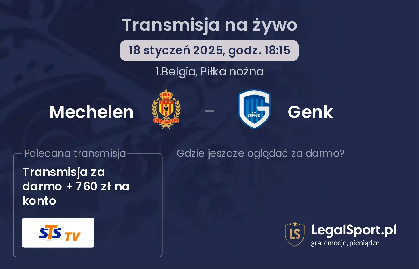 Mechelen - Genk gdzie oglądać?