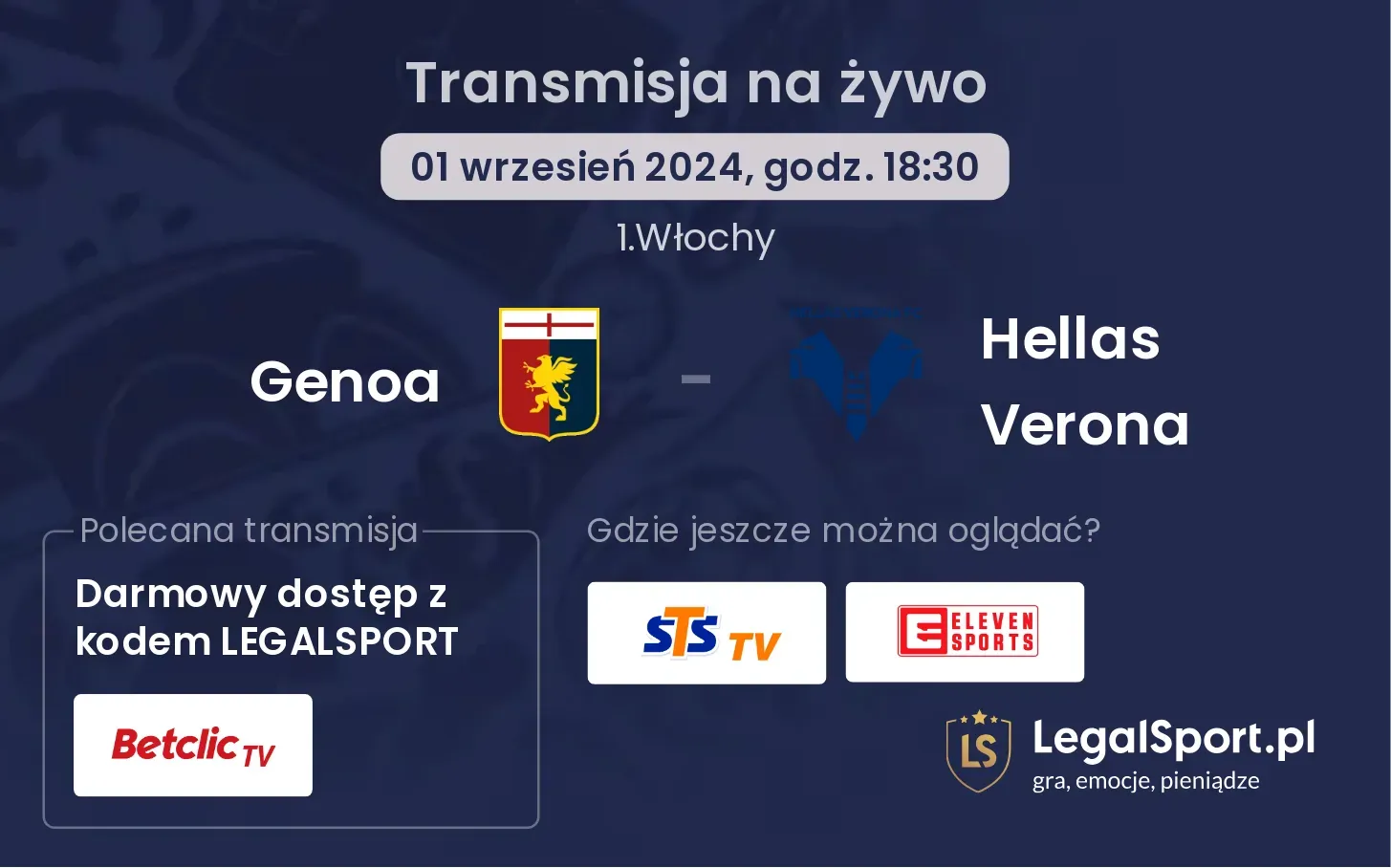 Genoa - Hellas Verona gdzie oglądać? 01.09, godz. 18:30