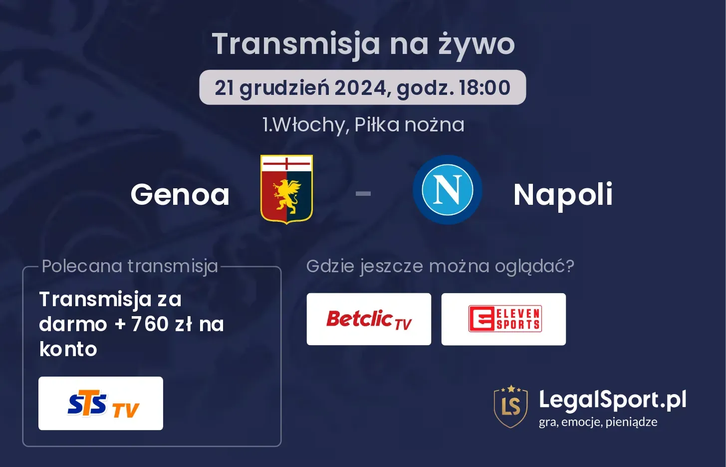 Genoa - Napoli transmisja na żywo