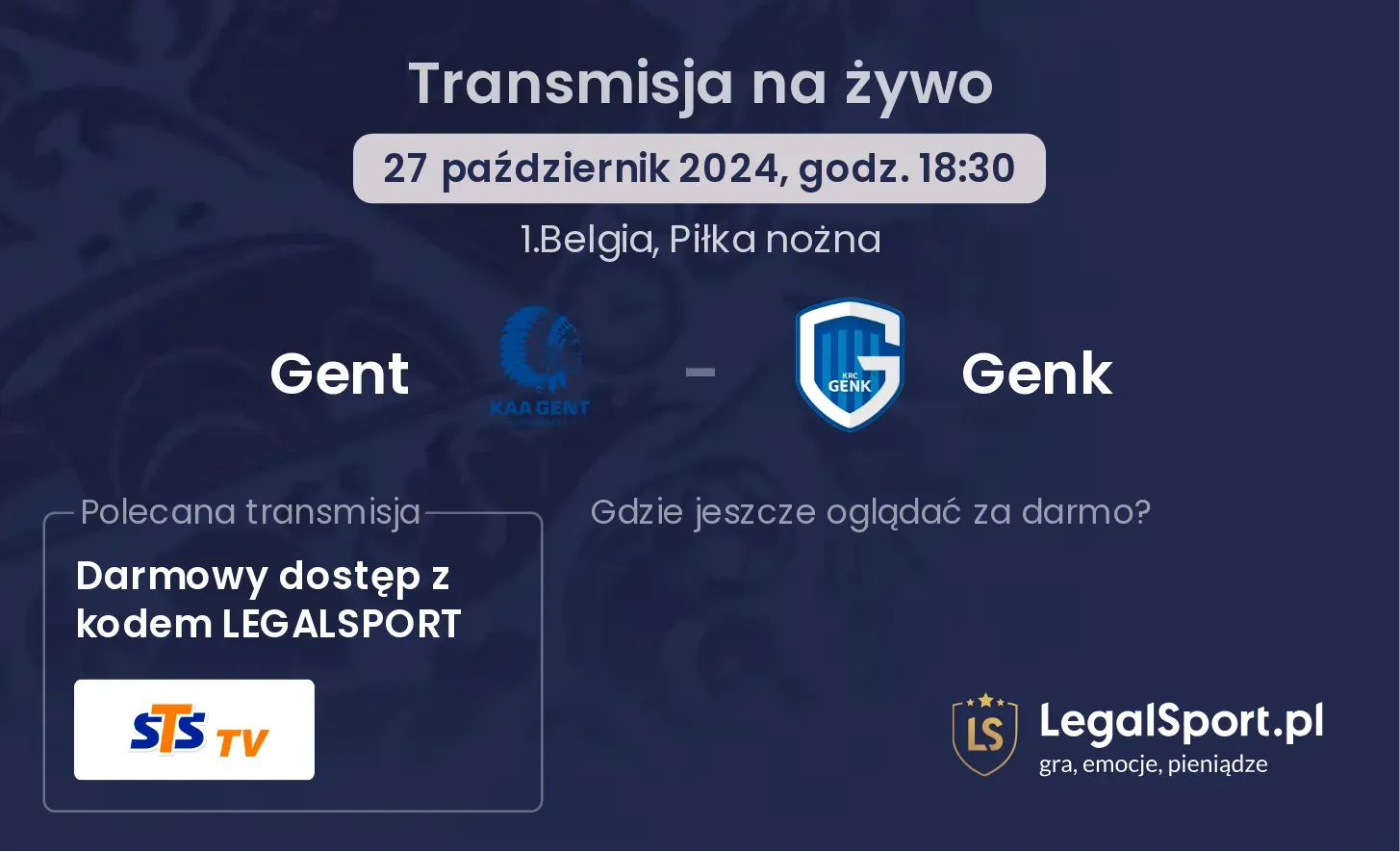 Gent - Genk transmisja na żywo