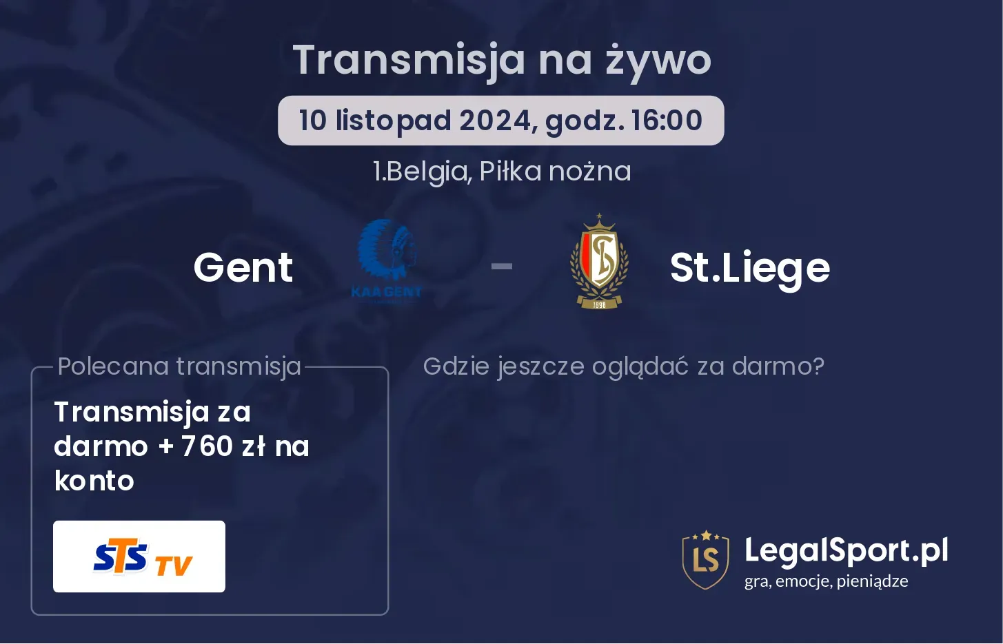 Gent - St.Liege transmisja na żywo