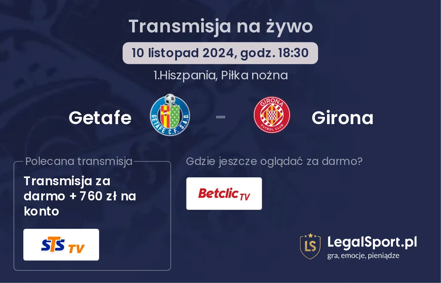 Getafe - Girona transmisja na żywo