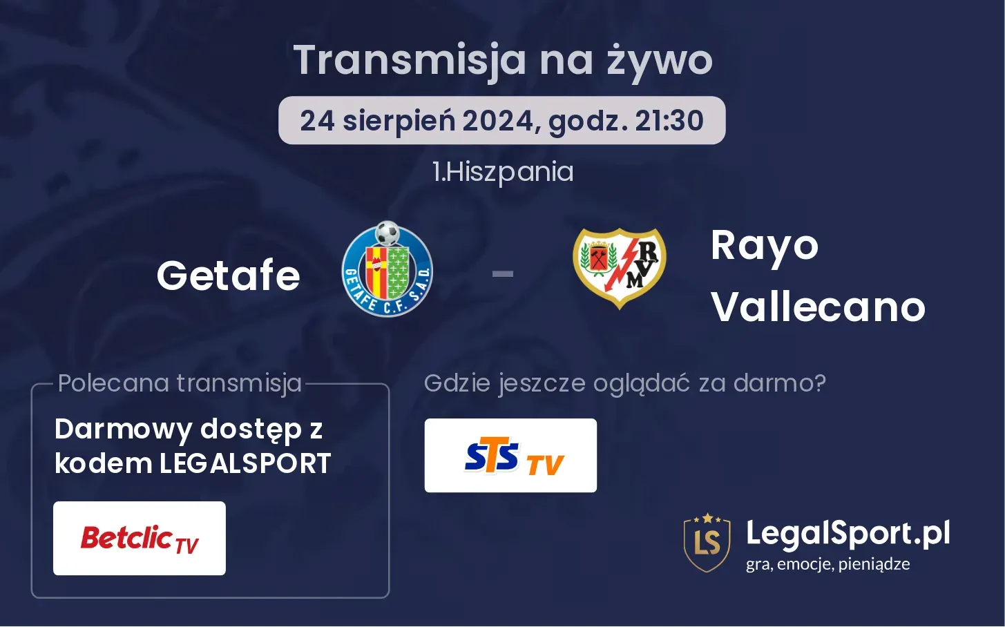 Getafe - Rayo Vallecano transmisja na żywo