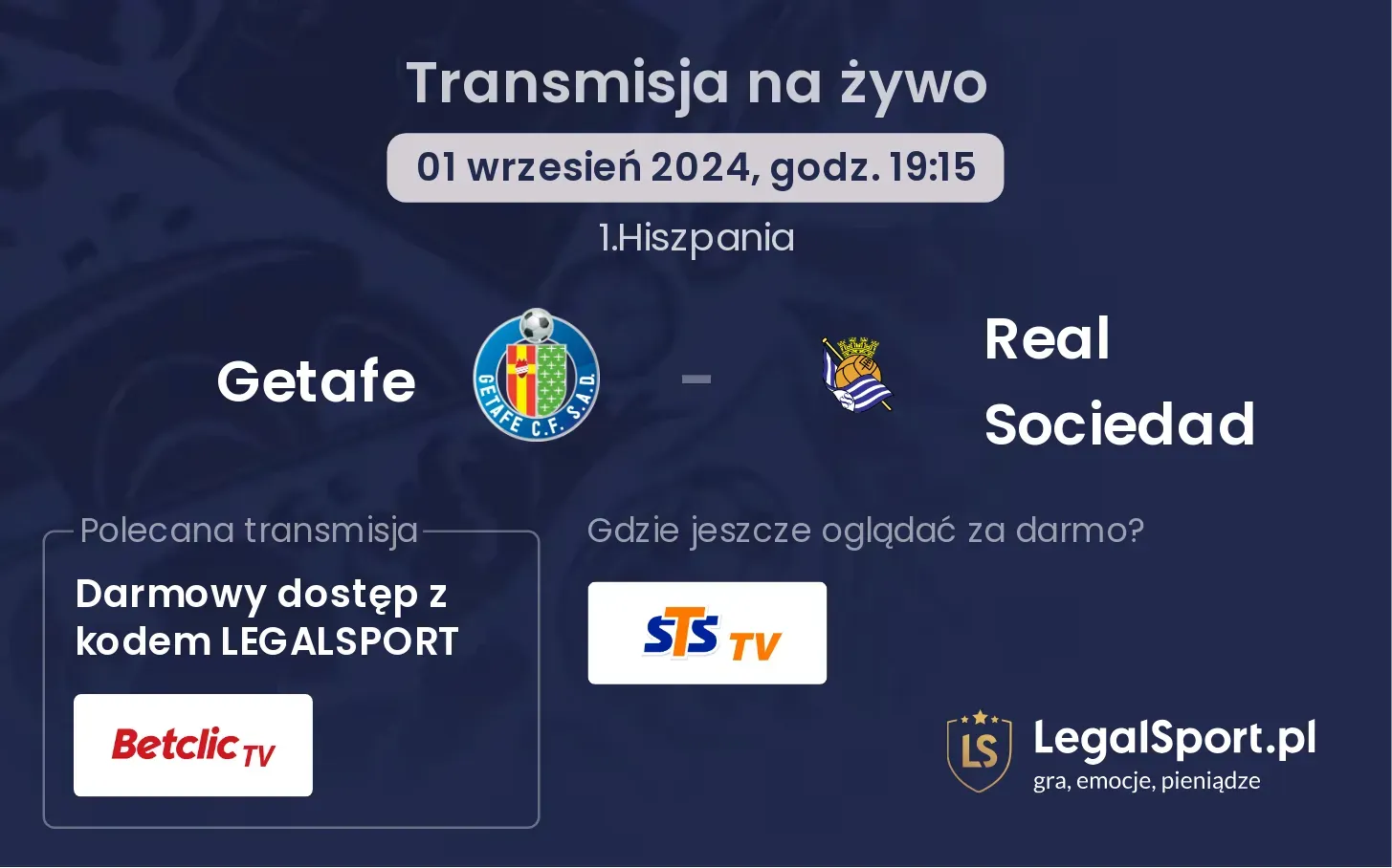 Getafe - Real Sociedad transmisja na żywo