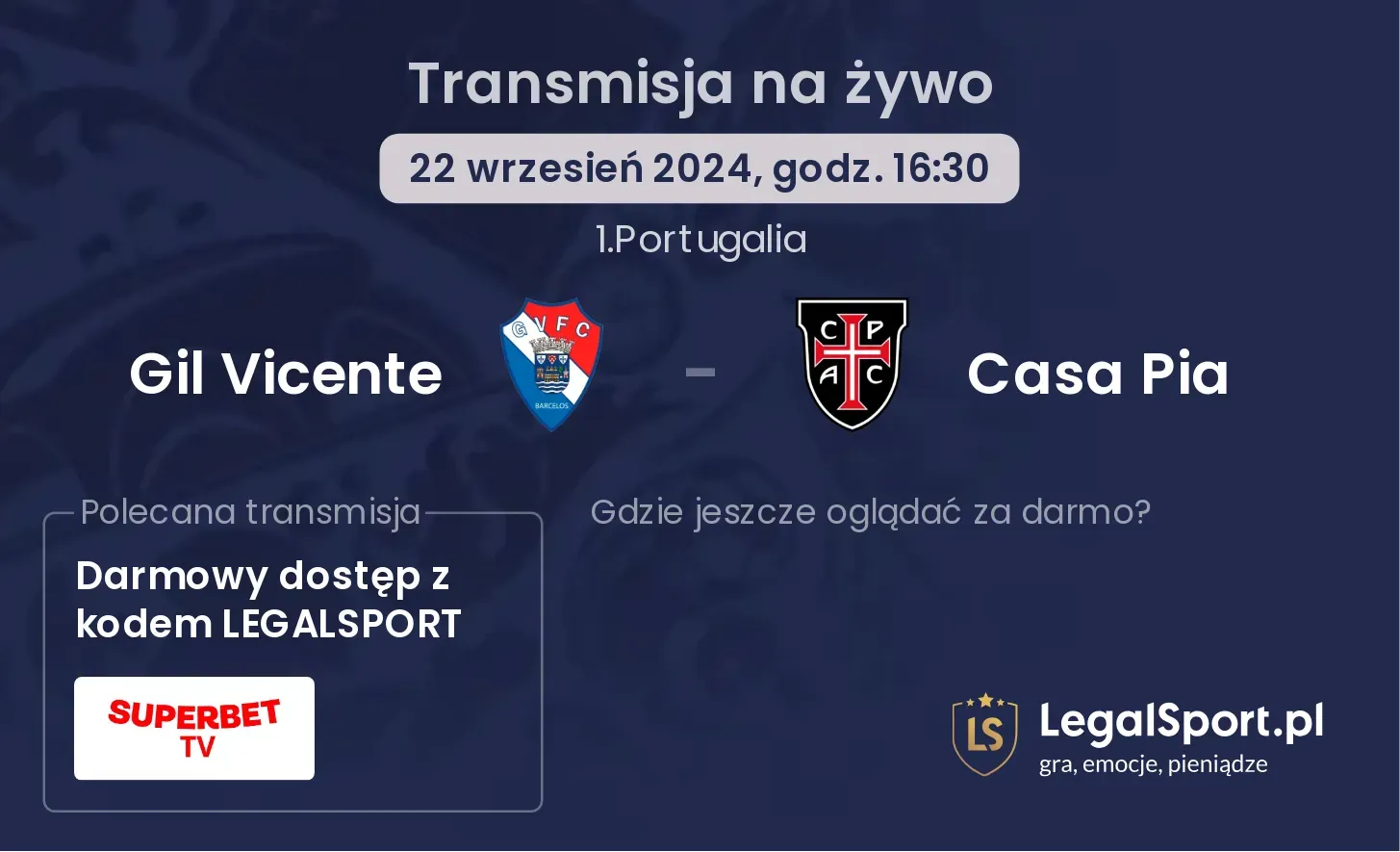 Gil Vicente - Casa Pia transmisja na żywo