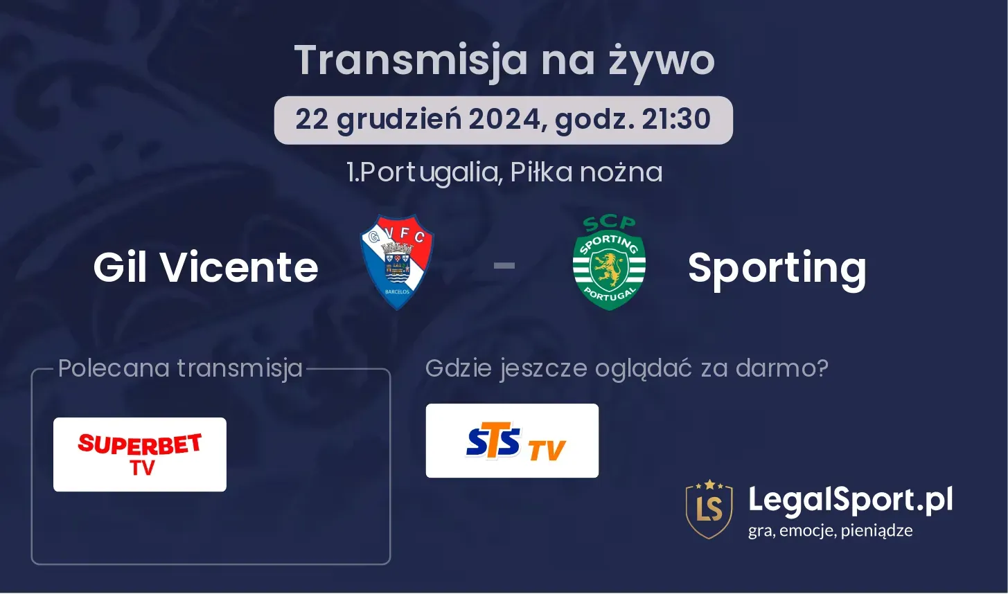 Gil Vicente - Sporting gdzie oglądać?