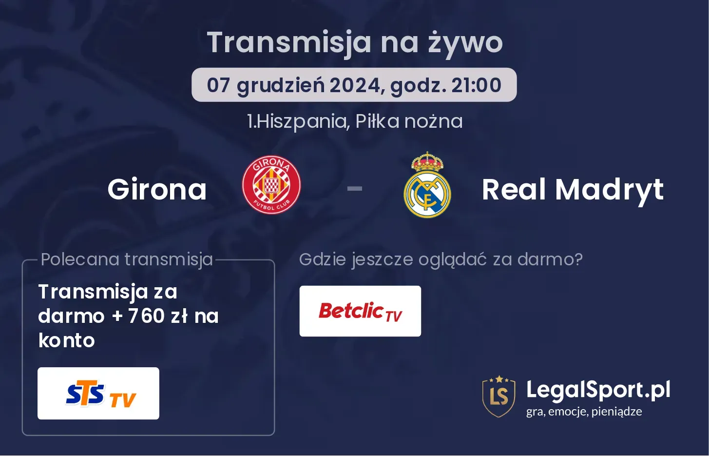 Girona - Real Madryt transmisja na żywo