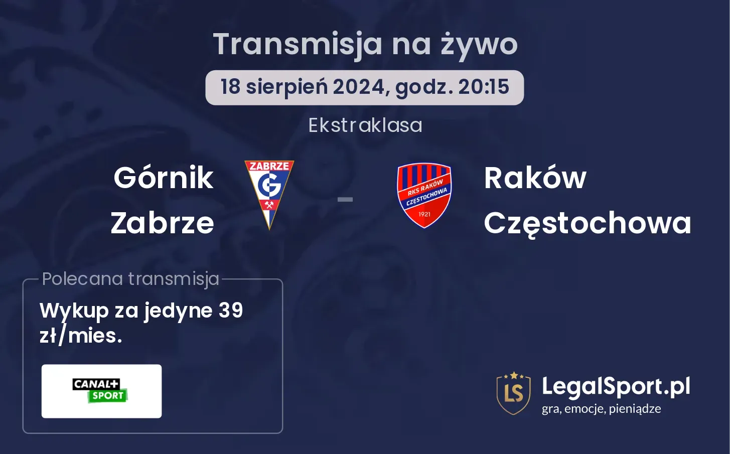 Górnik Zabrze - Raków Częstochowa transmisja na żywo