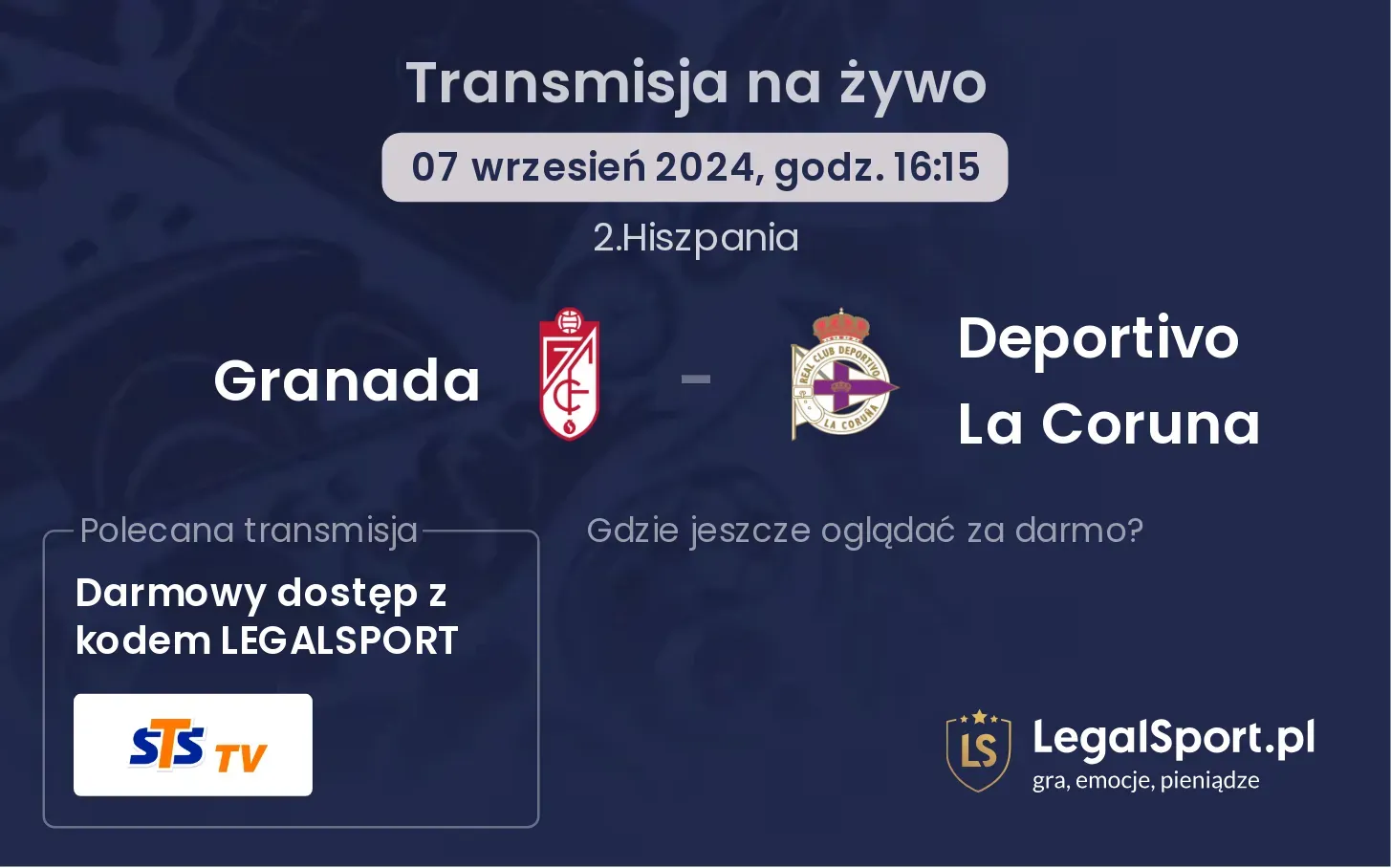 Granada - Deportivo La Coruna transmisja na żywo