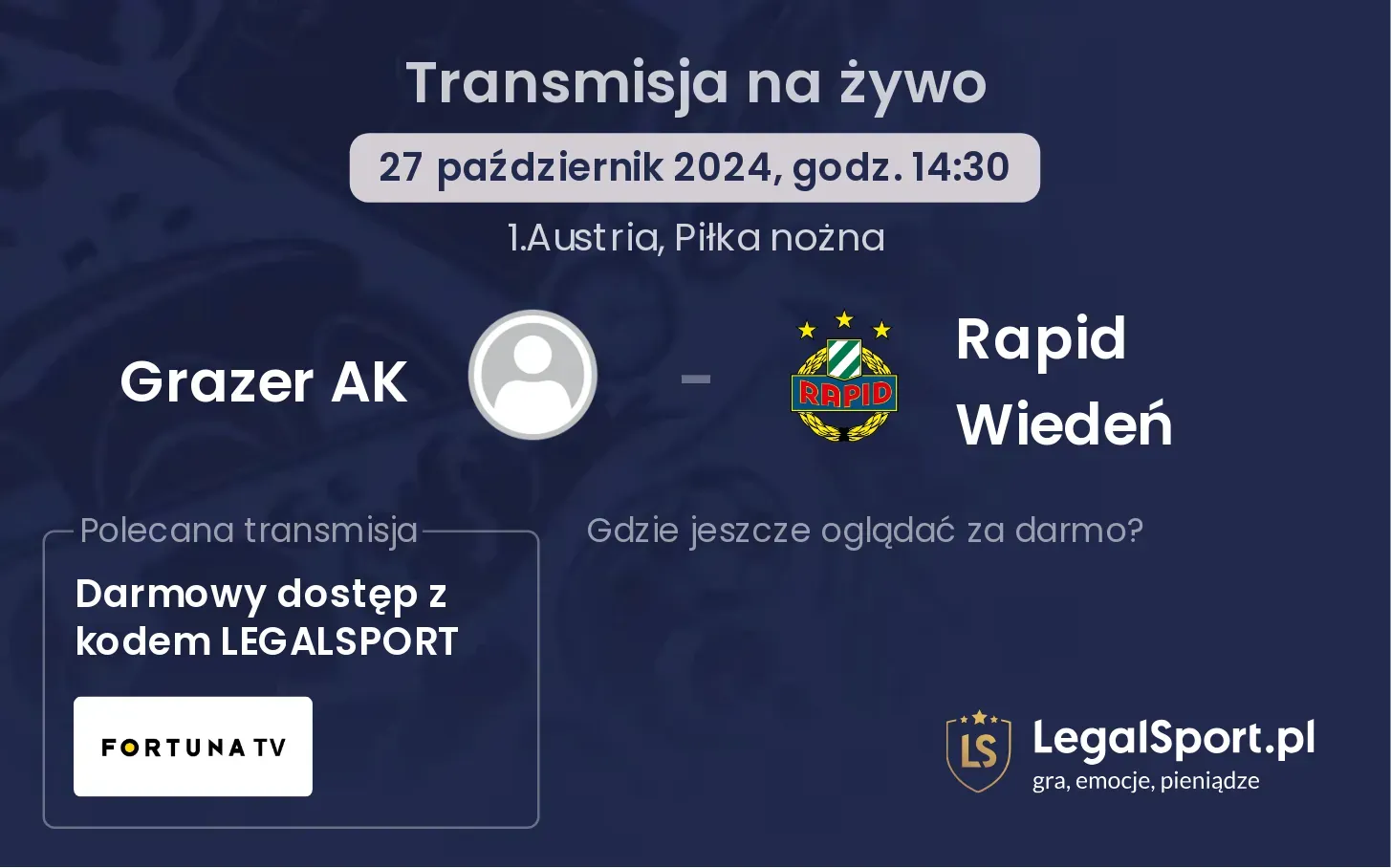 Grazer AK - Rapid Wiedeń transmisja na żywo