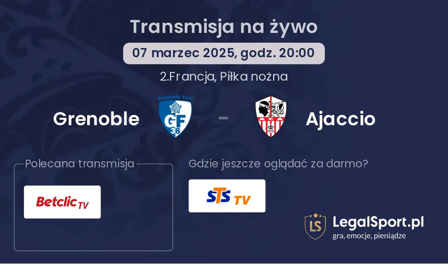 Grenoble - Ajaccio transmisja na żywo