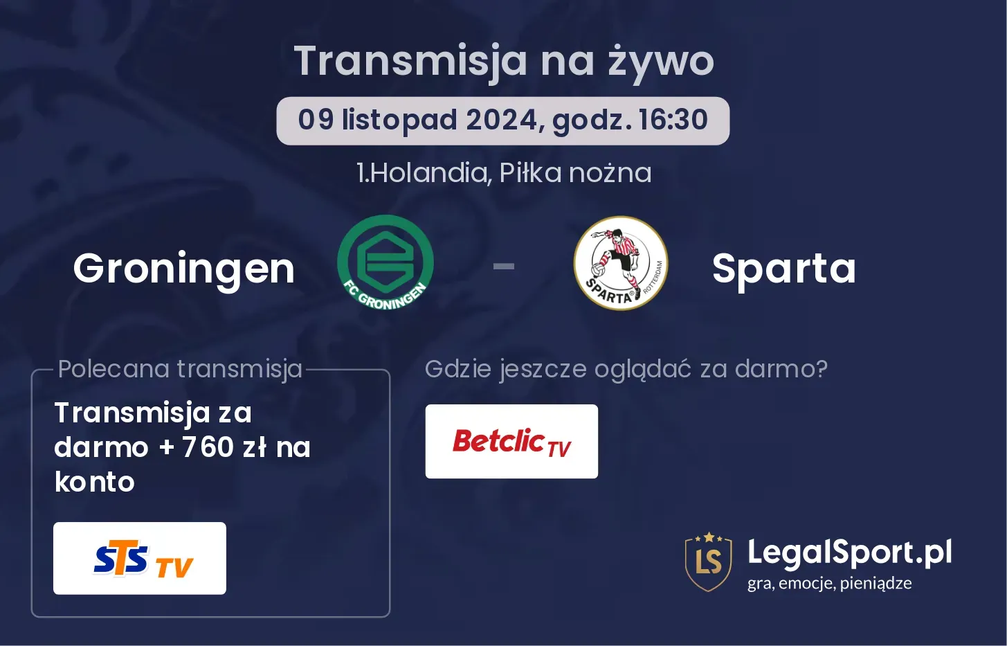 Groningen - Sparta transmisja na żywo