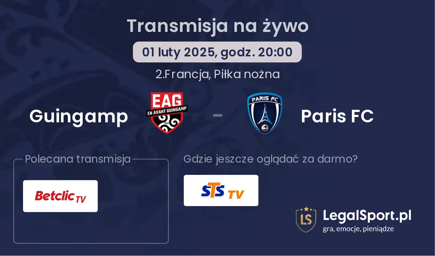 Guingamp - Paris FC transmisja na żywo