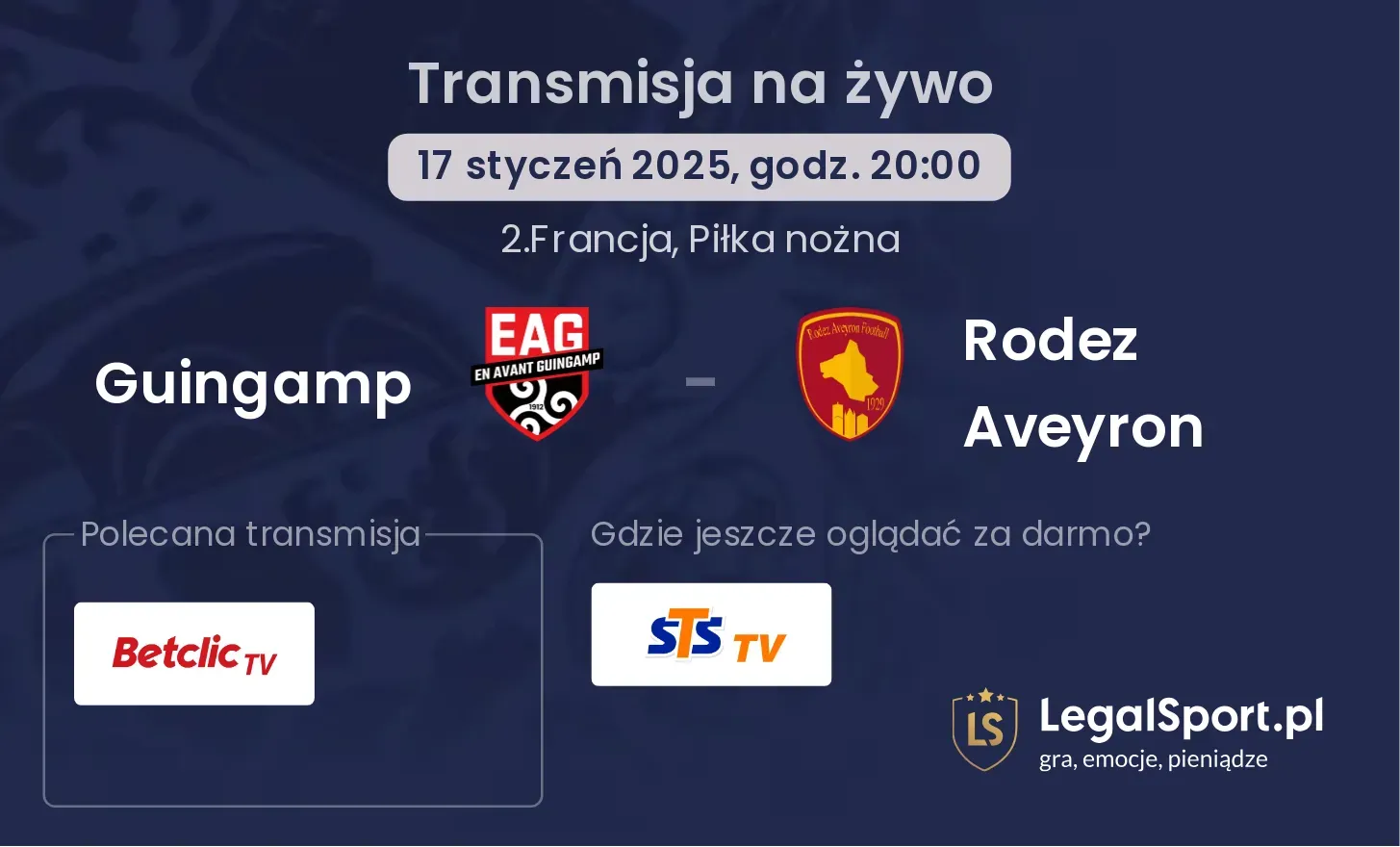 Guingamp - Rodez Aveyron transmisja na żywo