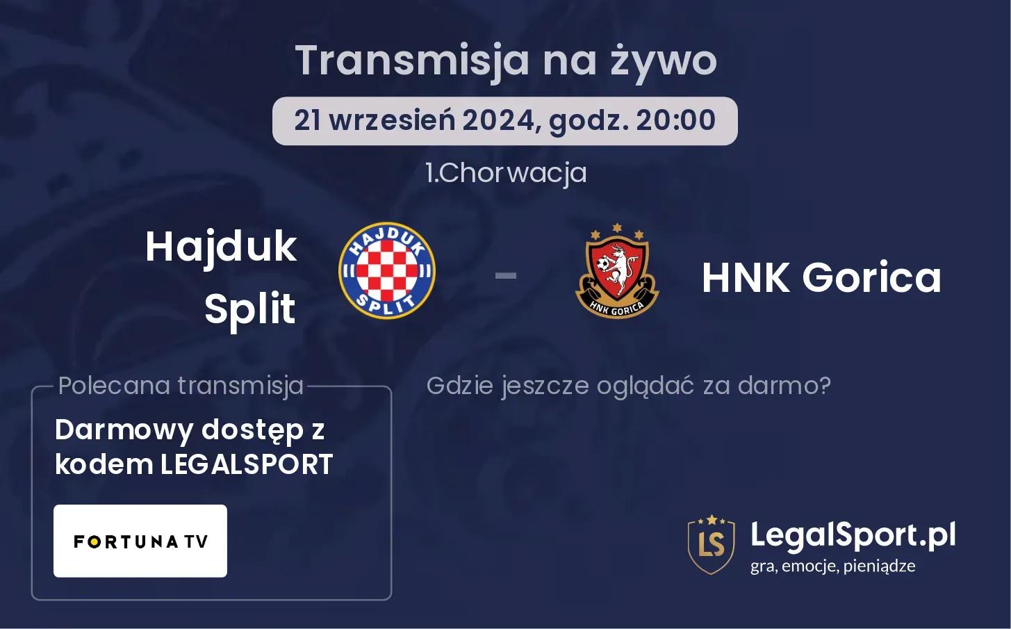 Hajduk Split - HNK Gorica transmisja na żywo