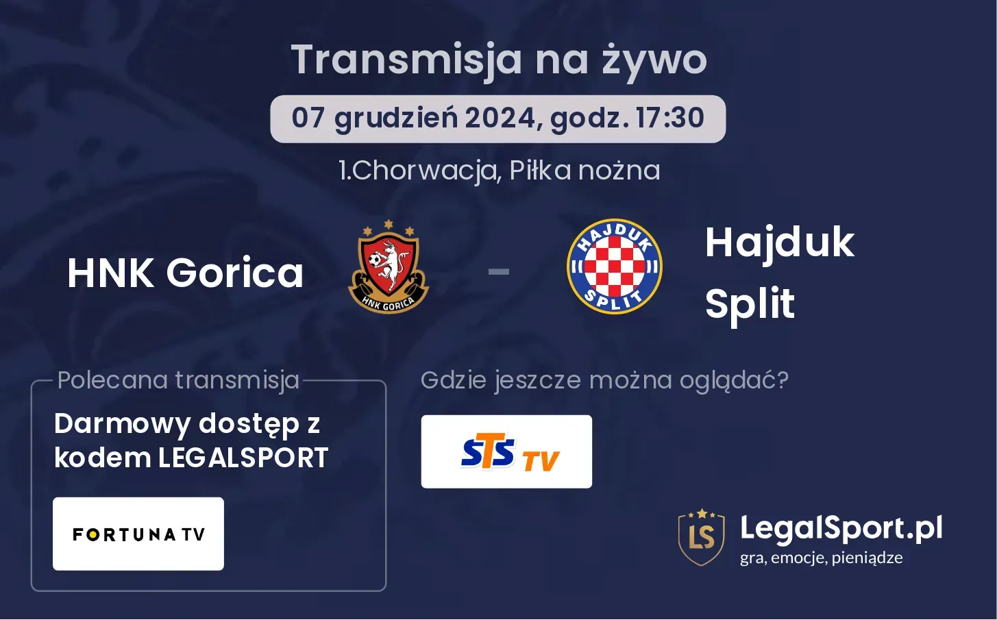 HNK Gorica - Hajduk Split gdzie oglądać?