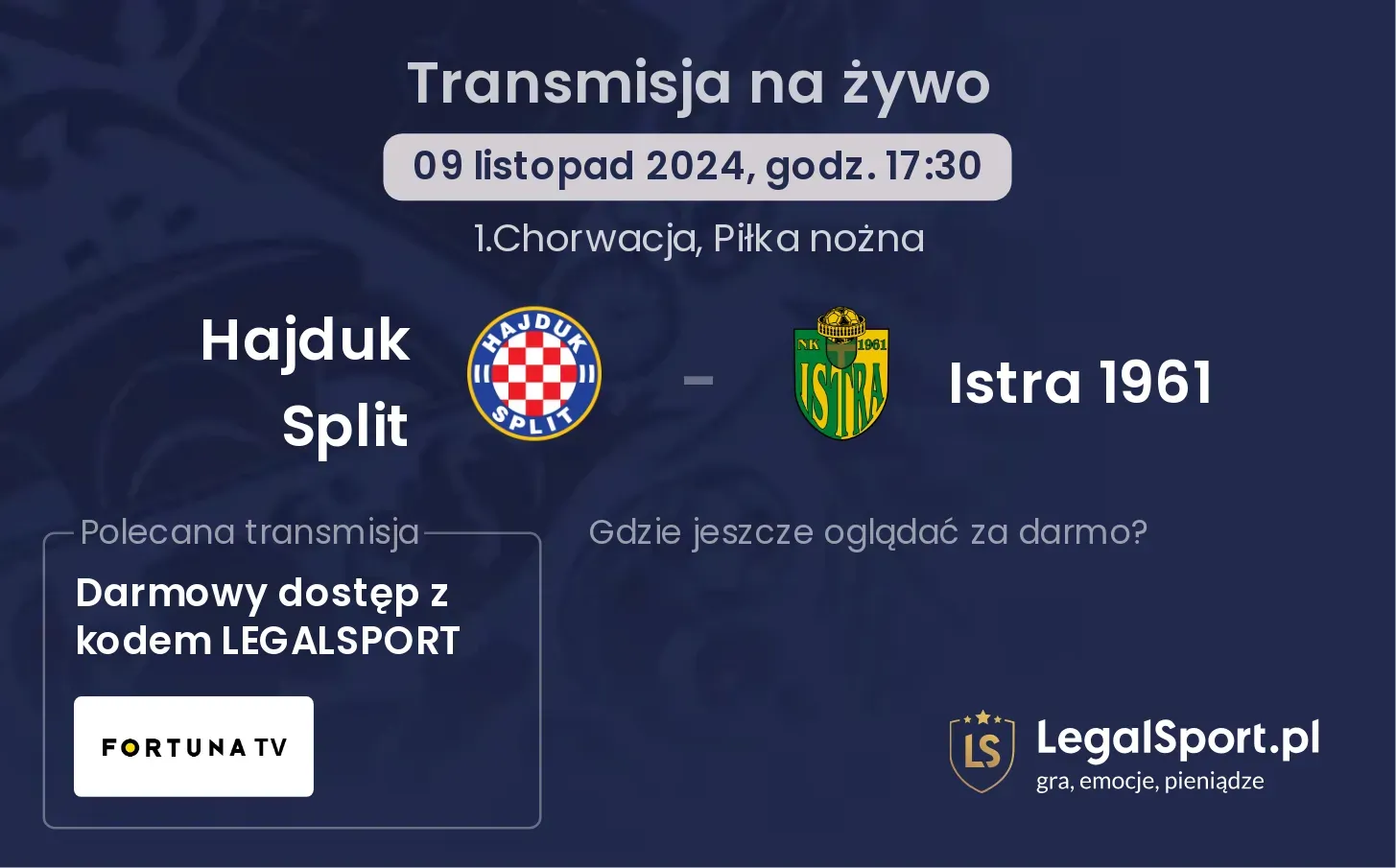 Hajduk Split - Istra 1961 transmisja na żywo