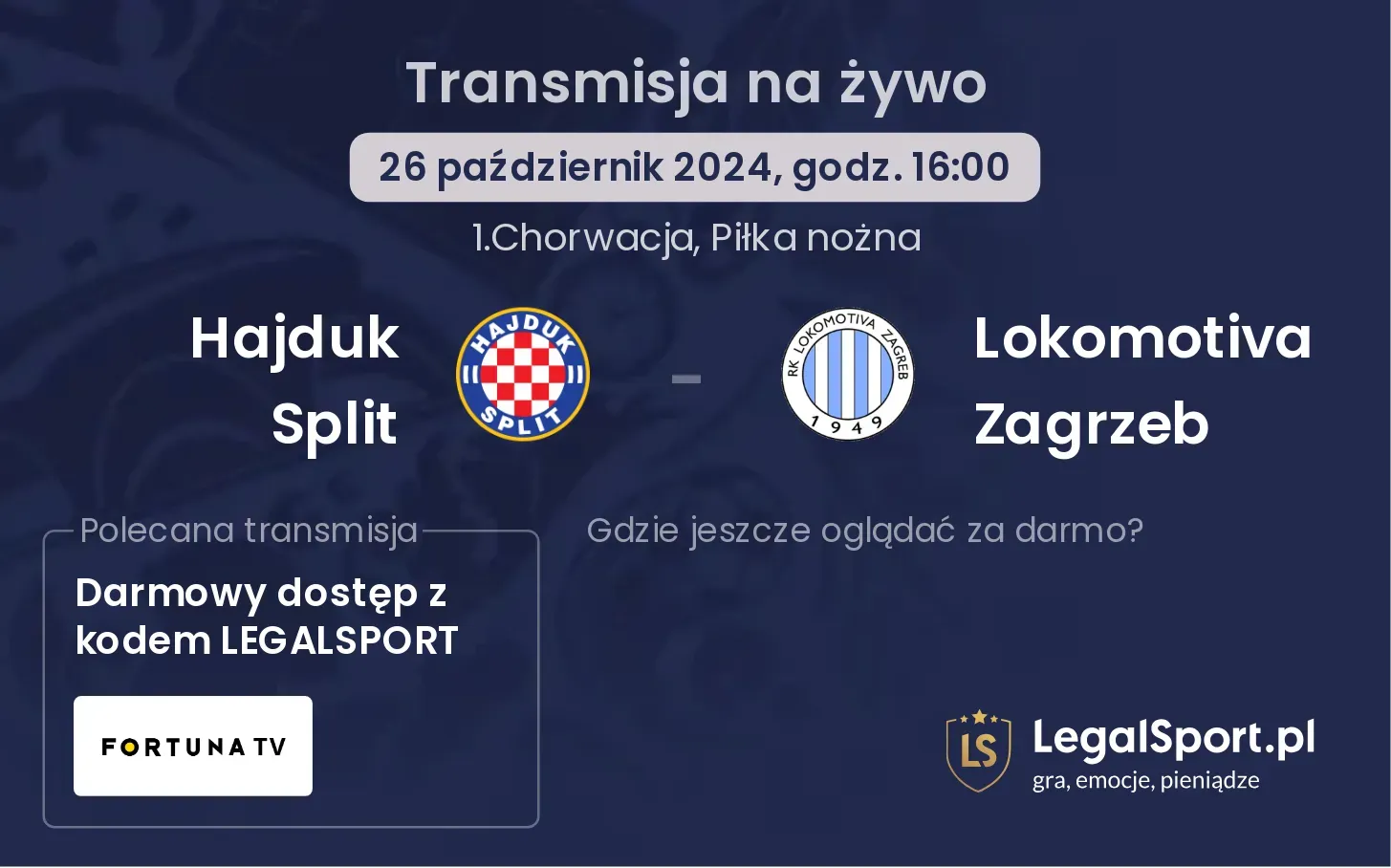 Hajduk Split - Lokomotiva Zagrzeb transmisja na żywo