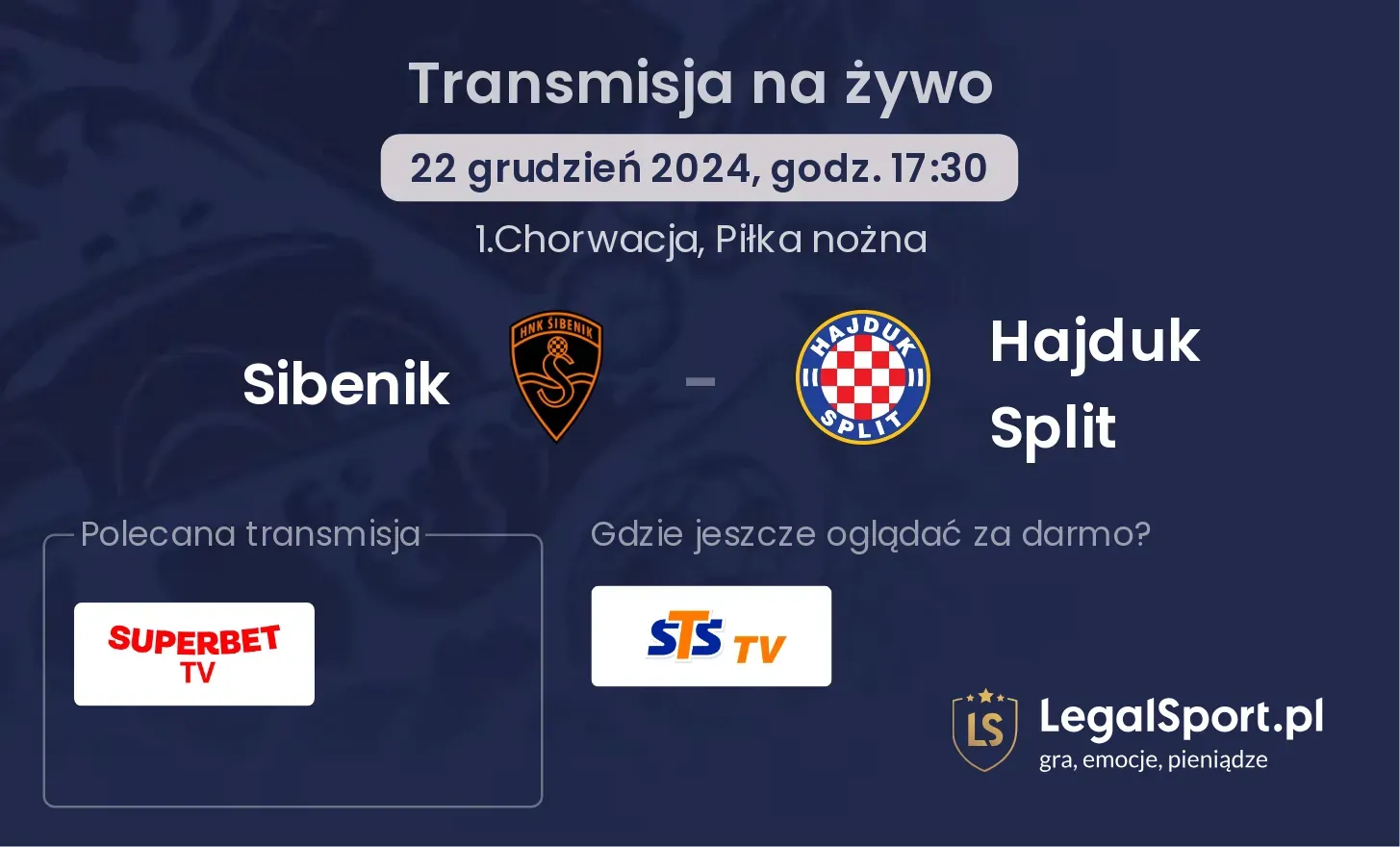 Sibenik - Hajduk Split gdzie oglądać?